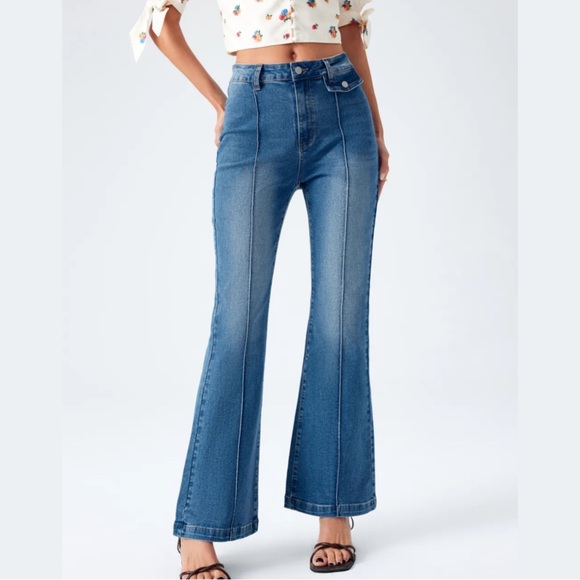 Cider Denim Washed High Waist Flared Jeans - Picture 4 of 7